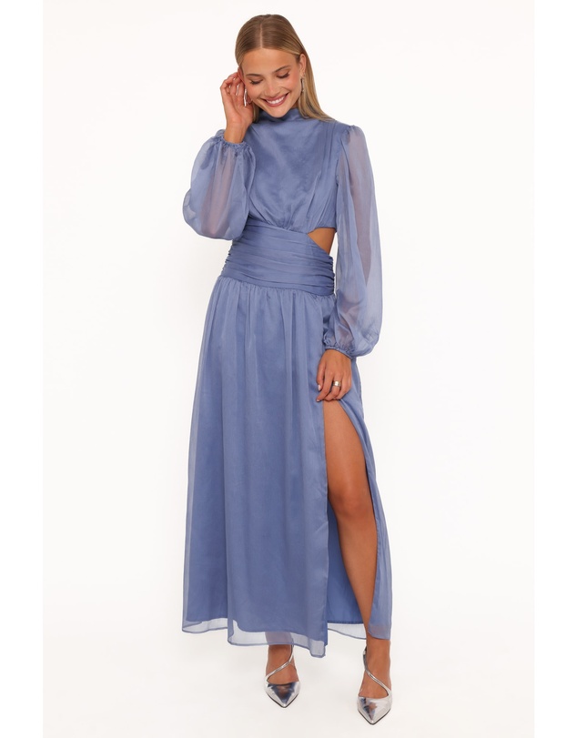 Petal & Pup - Neveah Long Sleeve Maxi Dress - Dusty Blue