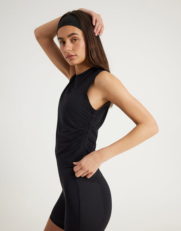 Upstate - Air Flex Gathered Tank Top - Black