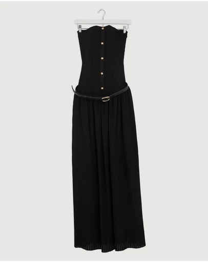 Revibe - Repaired Self Portrait Bandeau Knit Midi Dress - AU 12