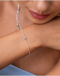 Dower & Hall - Women's Single Blue Sapphire Dewdrop Chain Bracelet In Sterling Silver