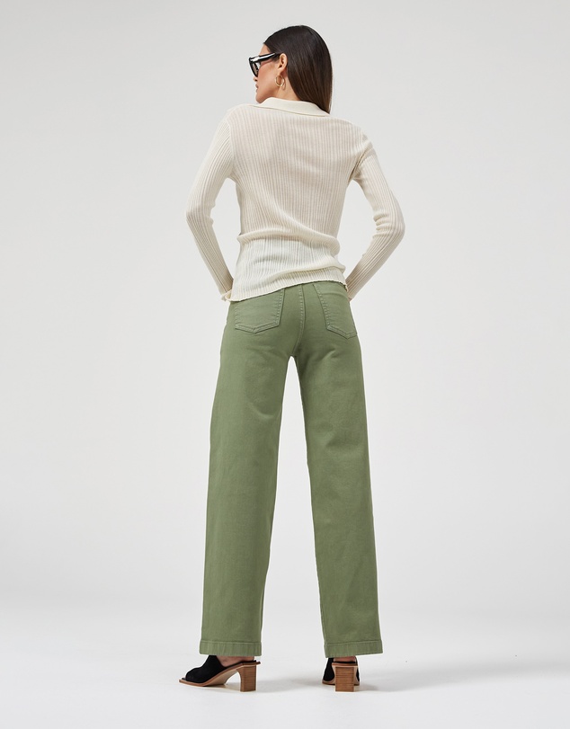 DRICOPER DENIM - Carrie Oil Green Wide Straight Leg Jeans