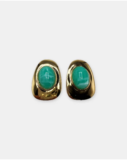 Izoa - Isadora Statement Stud Earrings Green