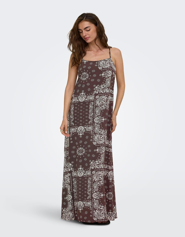 ONLY - Ambel Bandana Print Mini Strap Long Dress