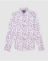 Politix - Two-tone Floral Print Long Sleeve Shirt