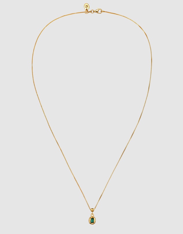Elli Jewelry - Necklace Emerald Rectangle 925 Sterling Silver Gold-Plated