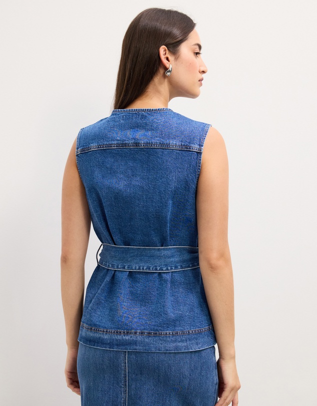 The Fated - Layla Denim Vest with Tie