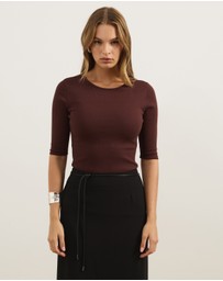 Atmos&Here - Organic Cotton Rib Quarter Sleeve Top