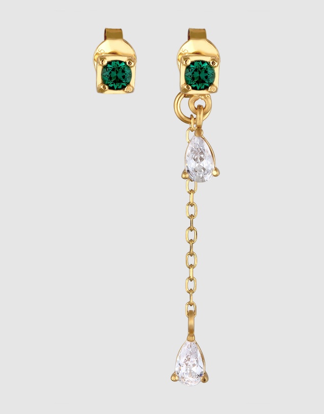 Elli Jewelry - Earrings Stud Emerald Drop 925 Sterling Silver Gold-Plated