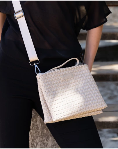 Chuchka - Woven Neoprene Double Pouch Bag Beige