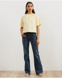 Atmos&Here - Tirsa Cotton Gathered Short Sleeve Top