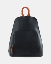 Milleni - Milleni Ladies Genuine Leather Twin Zip Backpack