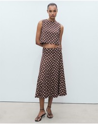 M.N.G - Romeo Polka-Dot Linen Crop Top