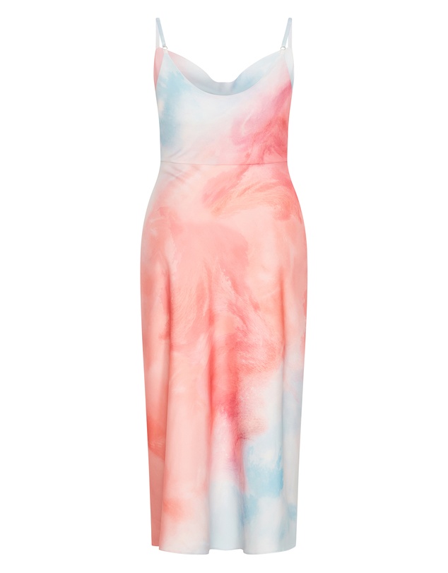 City Chic - Mali Print Dress - coral