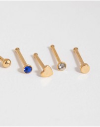 Lovisa - Gold Surgical Steel Heart Diamante Nose Stud 6-Pack