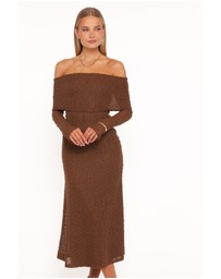 Petal & Pup - Wilma Off Shoulder Dress - Brown