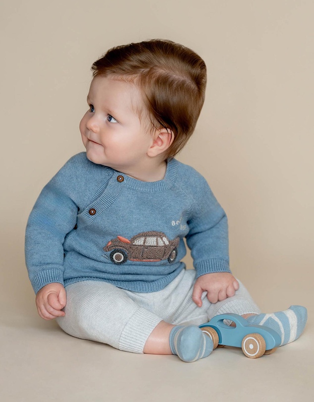 Bebe by Minihaha - Alvin Car Organic Knitted Jumper - Babies