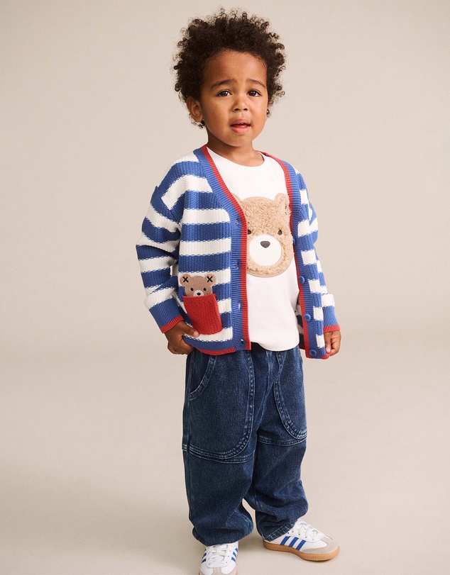 Huxbaby - Nautical Stripe Peekaboo Hux Cardigan - Babies-Teens