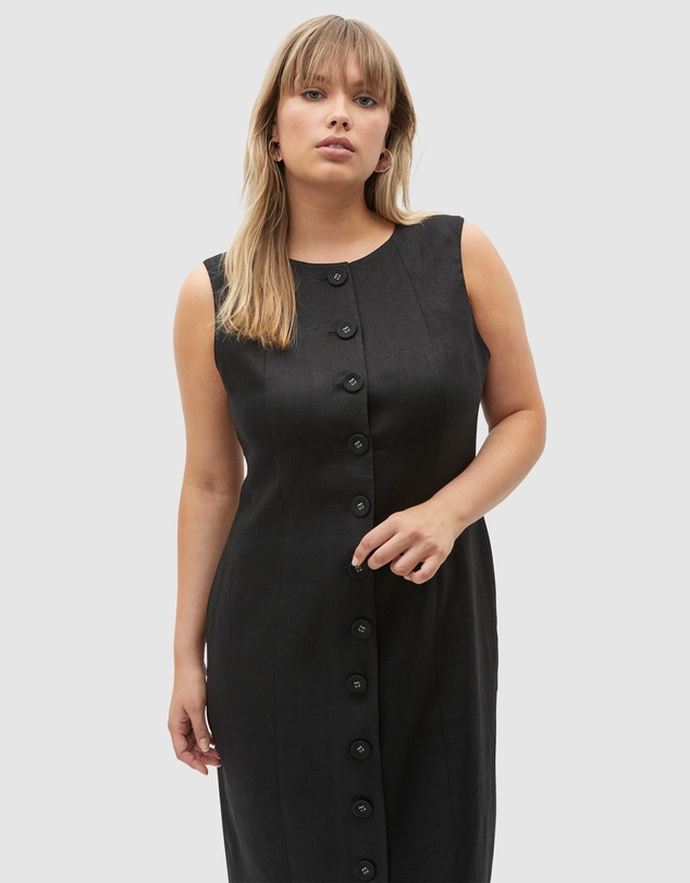 chinese dress ladies White Linen Midi Shirt Dress