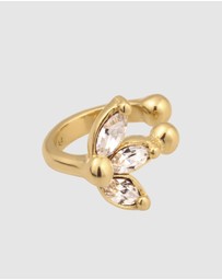 Elli Jewelry - Earrings Single Earcuff Crystal Flower 925 Sterling Silver Gold-Plated