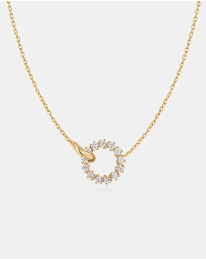 Ania Haie - Gold Interlinked Circles Pave Necklace