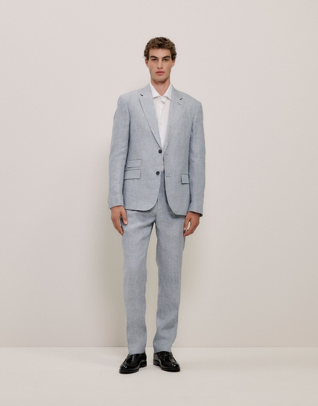 Trenery - Textured Linen Blazer in Smoke Blue