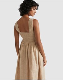 Seed Heritage - Linen Shirred Bodice Midi Dress