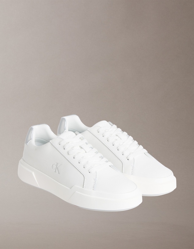 Calvin Klein - CK Avenue Leather Silver Tab Sneakers
