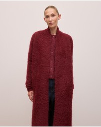 Trenery - Brushed Alpaca Longline Cardigan in Red Mahogany