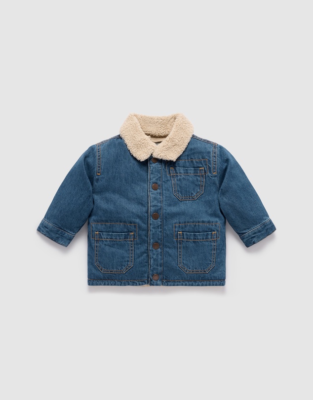 Purebaby - Denim Sherpa Jacket - Kids-Babies