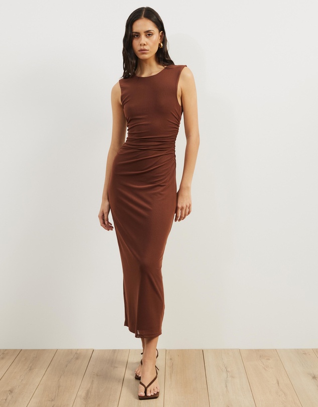Atmos&Here - Priya Sleeveless Mesh Maxi Dress