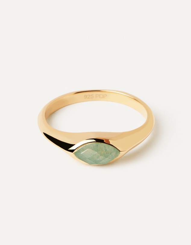 PDPAOLA - Green Aventurine Nomad Stamp Ring