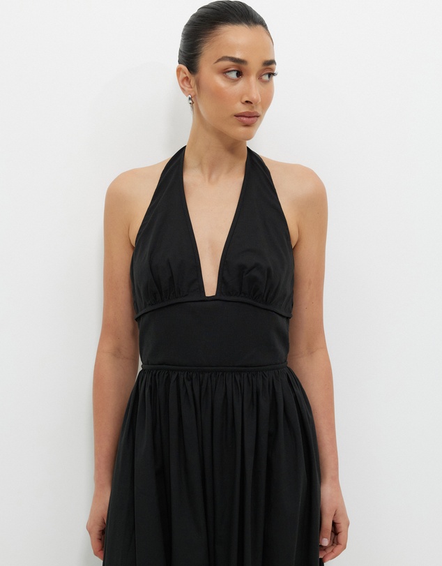 Calli - Contrast Bind Halter Midi Dress