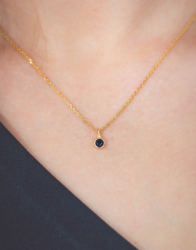 Georgini - Natural Sapphire And Diamond September Gold Pendant