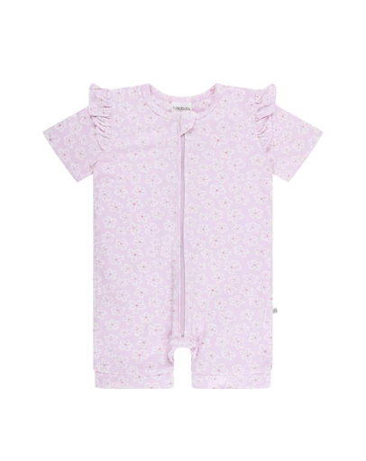 Kynd Baby - Day or Night Short Sleeve Frill Onesie Frangipani - Size 2