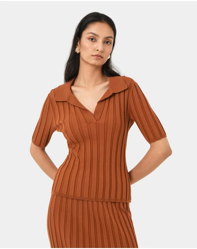 Forcast - Manhattan Polo Knit Top
