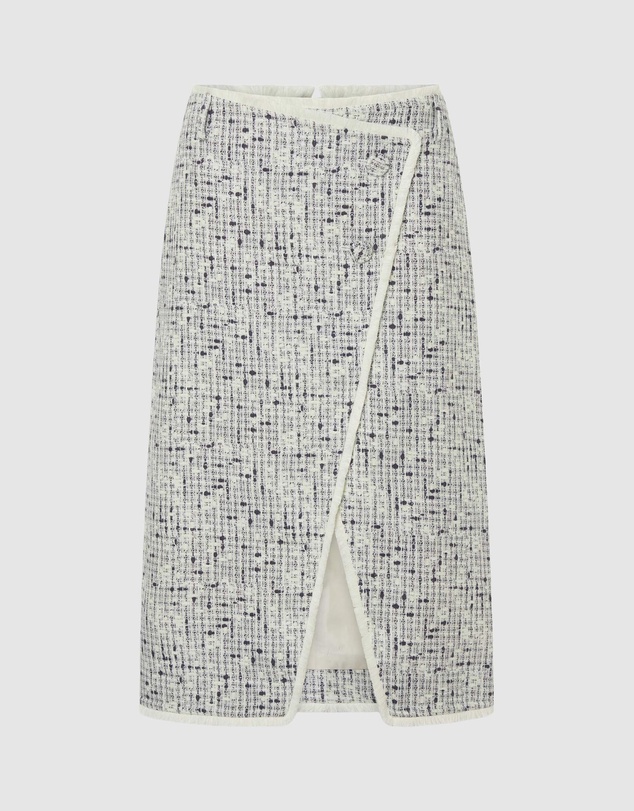 Oroton - Tweed Print Button Wrap Skirt