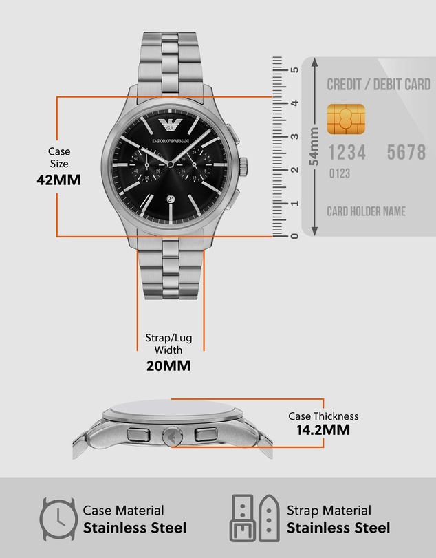 Emporio Armani - Silver Tone Chronograph Watch