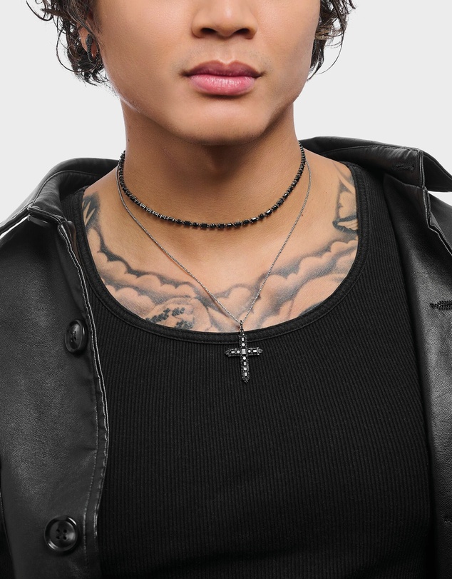 THOMAS SABO - Blackened cross pendant with zirconia