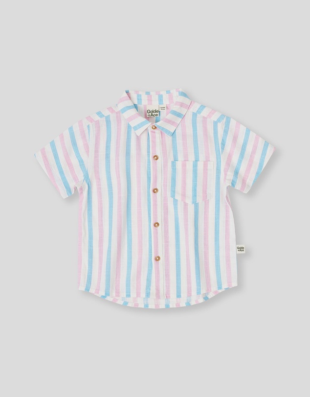 Goldie + Ace - Playtime Stripe Holiday Shirt- ICONIC EXCLUSIVE- Babies-Kids