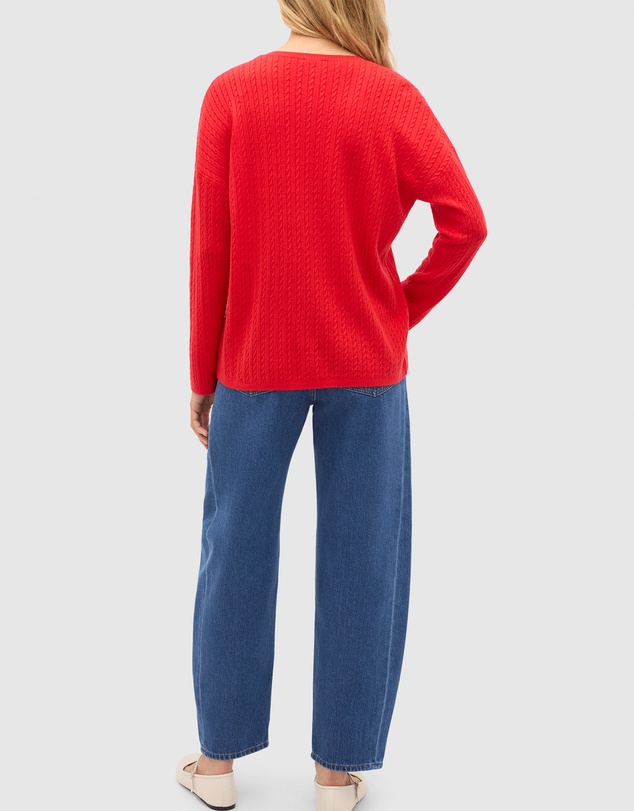 Seed Heritage - Australian Merino V Neck Cable Knit