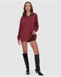 Thrills - Conditions Apply Stripe Long Sleeve Polo