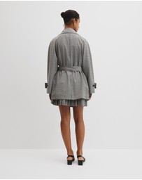 Country Road - Wool Blend Funnel Check Jacket