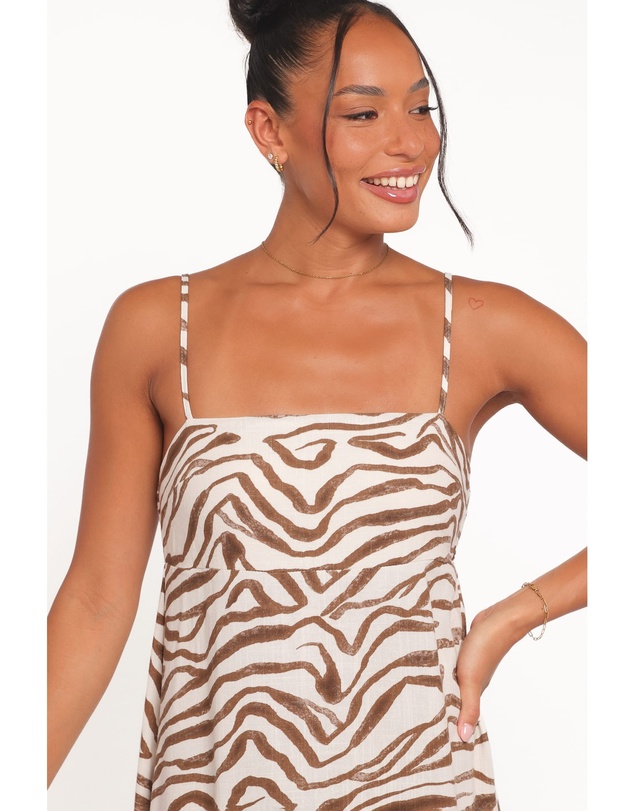 Petal & Pup - Kelsie Midi Dress - Brown Zebra