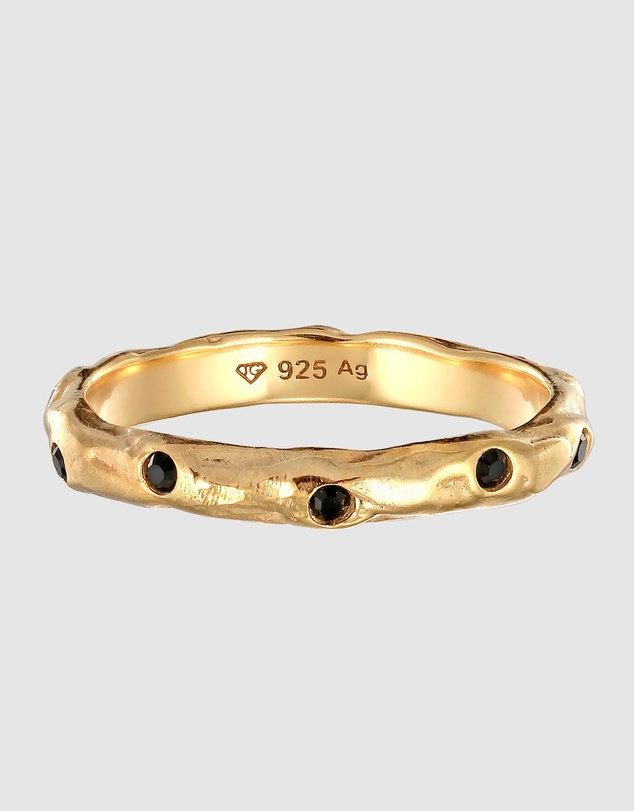 Elli Jewelry - Elli Jewelry Crystal Wave Ring in Gold-Plated 925 Silver