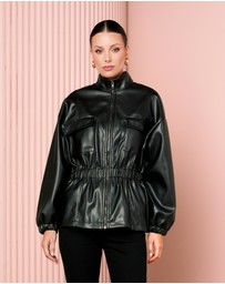Azzurielle - Jyn Cinch Waist Leather Jacket