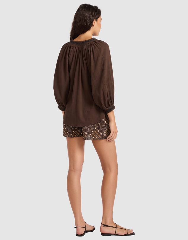 Seafolly - Crinkle Gauze Trim Peasant Blouse