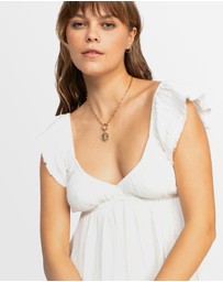Roxy - Womens Luna Mini Puff Sleeves Mini Dress