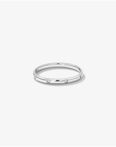 Michael Hill - Bezel Set Diamond Accent Minimalism Ring in 10kt White Gold