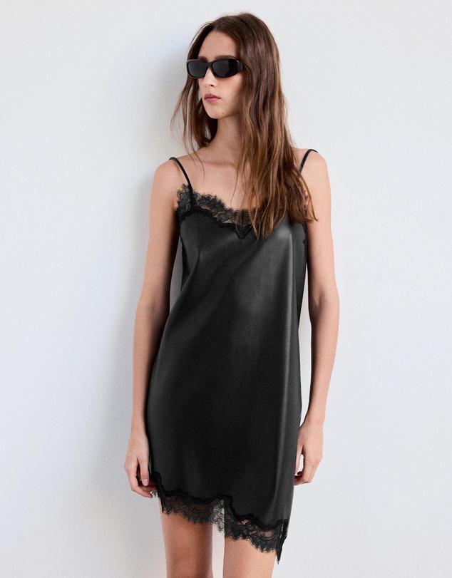 M.N.G - Faux-Leather Slip Dress