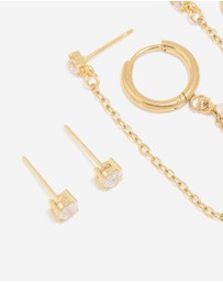 Lovisa - Waterproof Gold Plated Stainless Steel Cubic Zirconia Ear Stacking Pack
